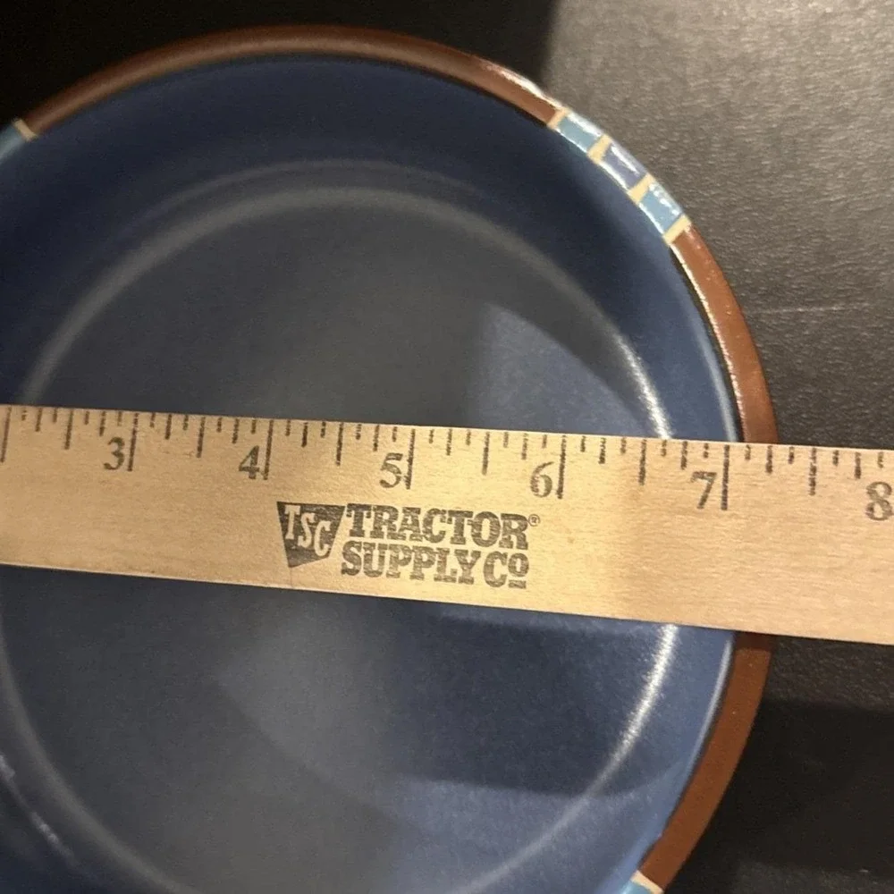 Dansk Mesa Sky Blue Pasta Bowl Southwestern Aztec‎ 7 Inch Portugal Vintage